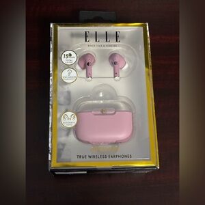 Elle Wireless Earbuds with Charging Case - pink and White